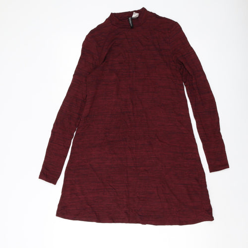 H&M Womens Red Viscose A-Line Size 8 Mock Neck Pullover