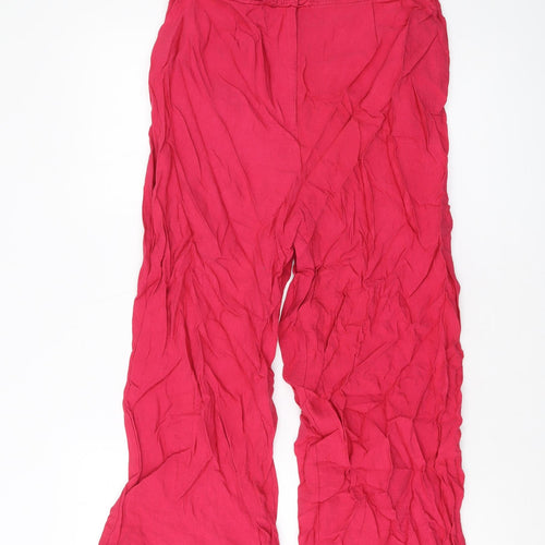 NEXT Womens Pink Viscose Trousers Size 12 L22 in Regular Zip