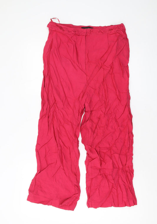 NEXT Womens Pink Viscose Trousers Size 12 L22 in Regular Zip