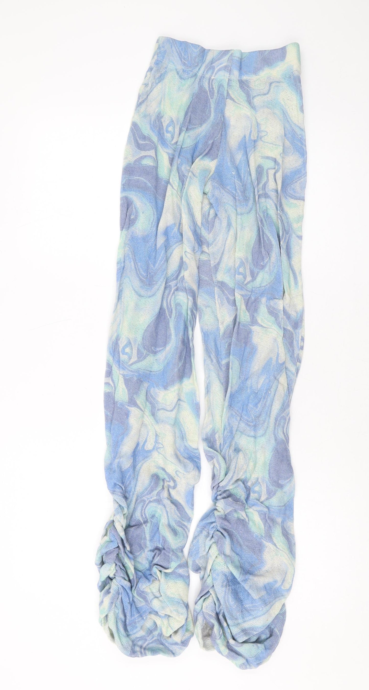 Jared Womens Blue Geometric Acrylic Trousers Size 4 L32 in Regular