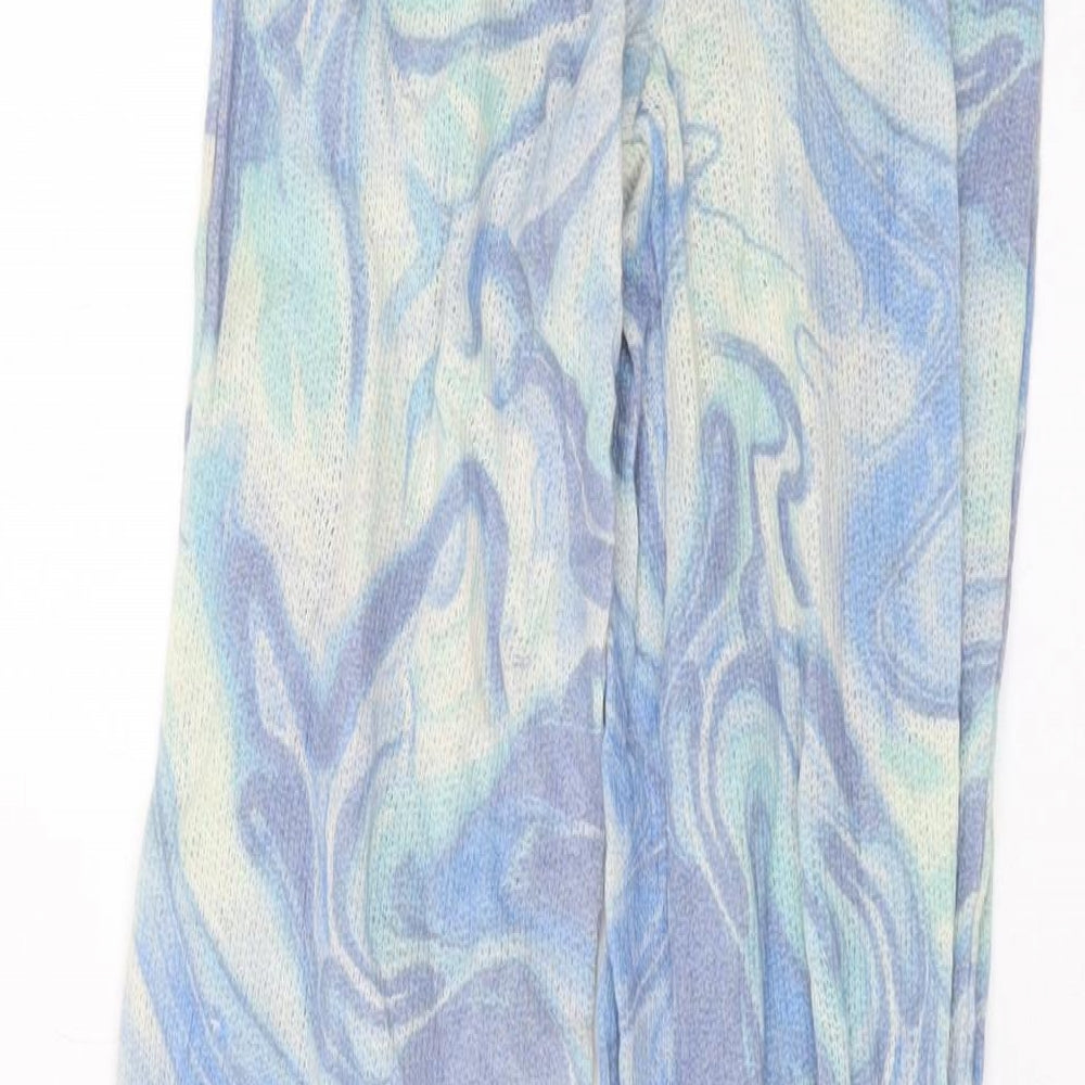 Jared Womens Blue Geometric Acrylic Trousers Size 4 L32 in Regular