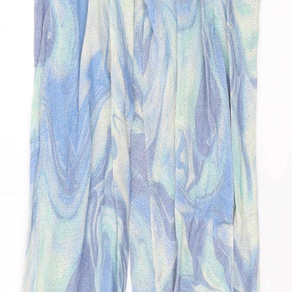 Jared Womens Blue Geometric Acrylic Trousers Size 4 L32 in Regular