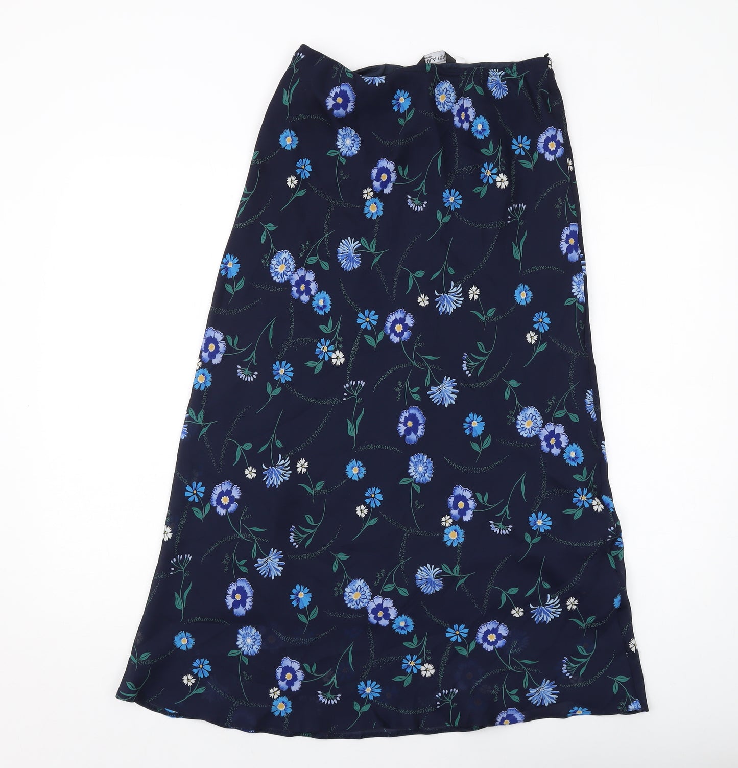 Mila Paoli Womens Blue Floral Polyester A-Line Skirt Size 12