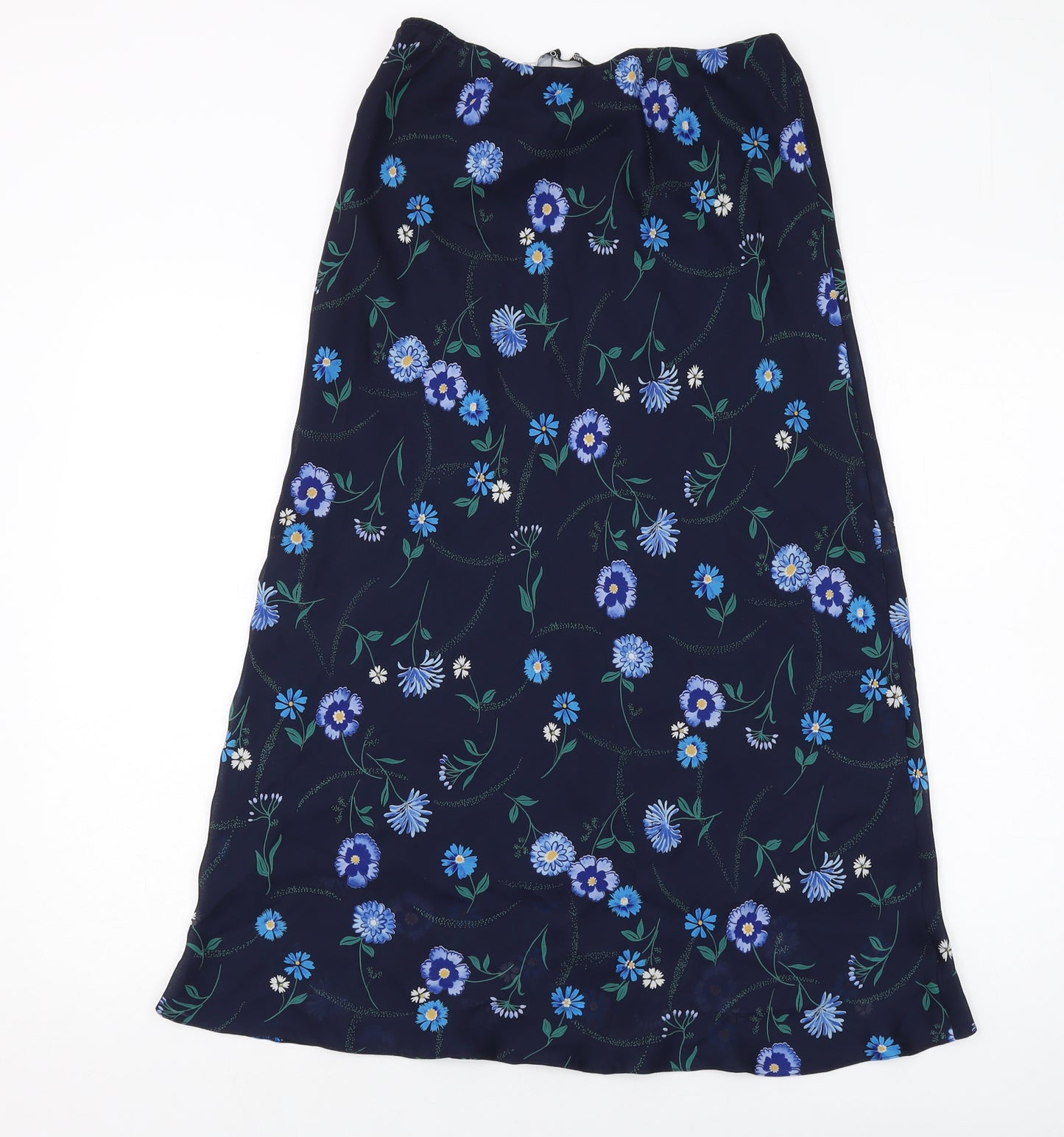 Mila Paoli Womens Blue Floral Polyester A-Line Skirt Size 12