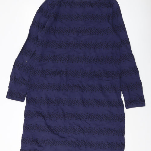White Stuff Womens Blue Geometric Cotton A-Line Size 16 Round Neck Pullover