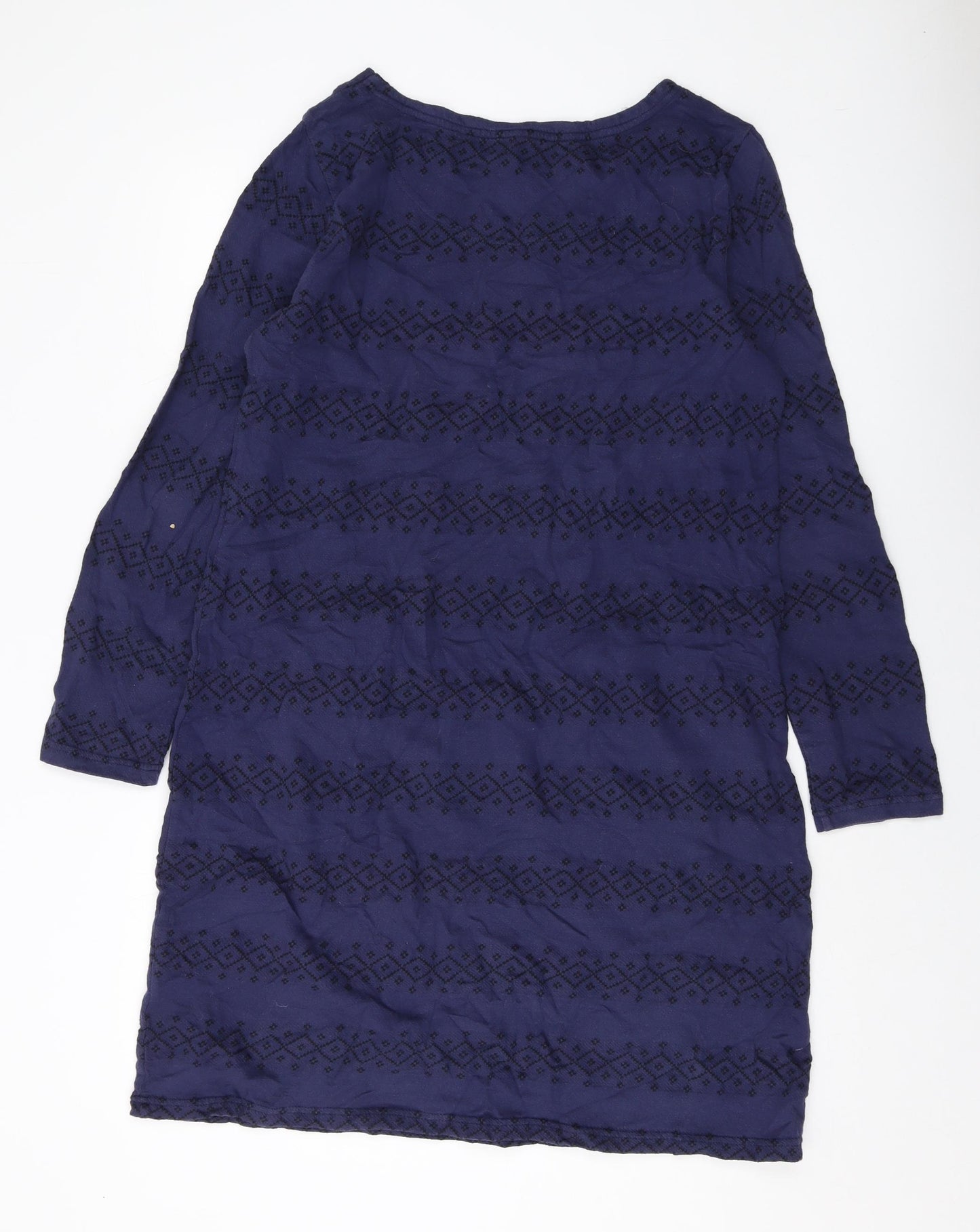 White Stuff Womens Blue Geometric Cotton A-Line Size 16 Round Neck Pullover