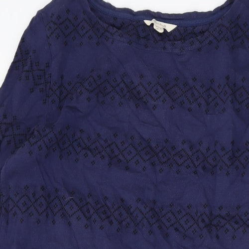 White Stuff Womens Blue Geometric Cotton A-Line Size 16 Round Neck Pullover