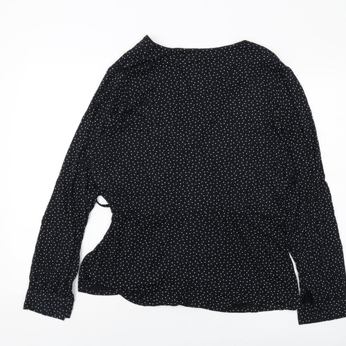 NEXT Womens Black Polka Dot Viscose Wrap Blouse Size 20 V-Neck