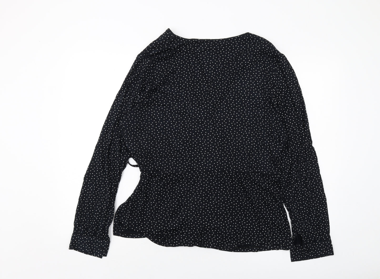 NEXT Womens Black Polka Dot Viscose Wrap Blouse Size 20 V-Neck