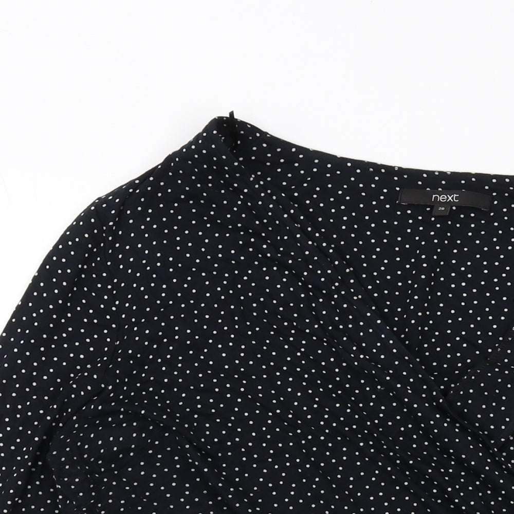 NEXT Womens Black Polka Dot Viscose Wrap Blouse Size 20 V-Neck