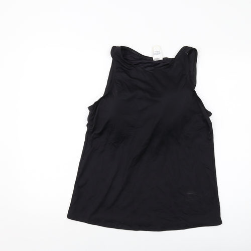 Lands' End Womens Black Nylon Basic T-Shirt Size 18 Round Neck Pullover