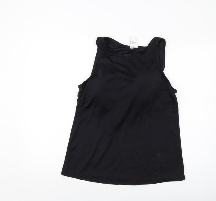 Lands' End Womens Black Nylon Basic T-Shirt Size 18 Round Neck Pullover