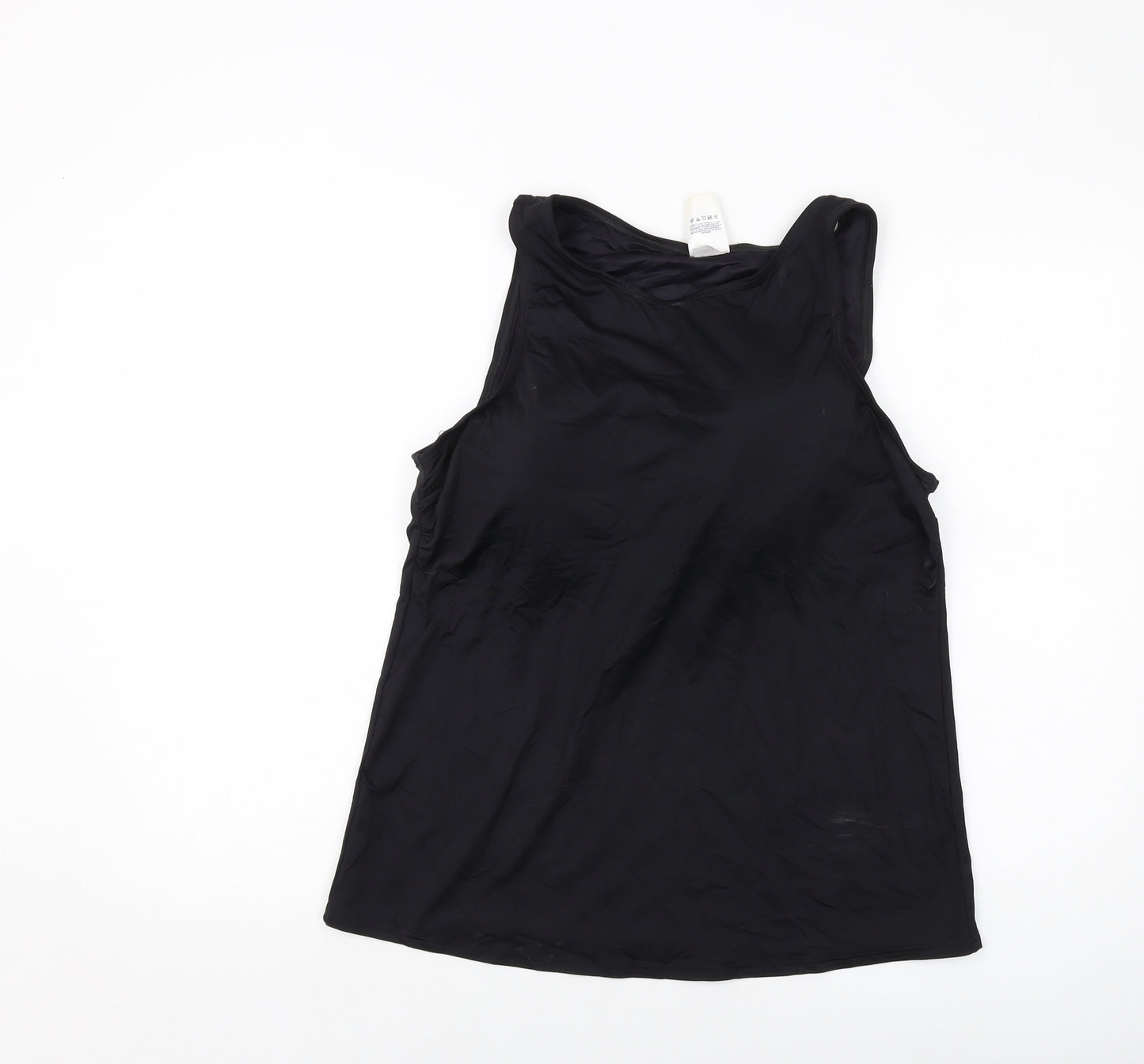 Lands' End Womens Black Nylon Basic T-Shirt Size 18 Round Neck Pullover