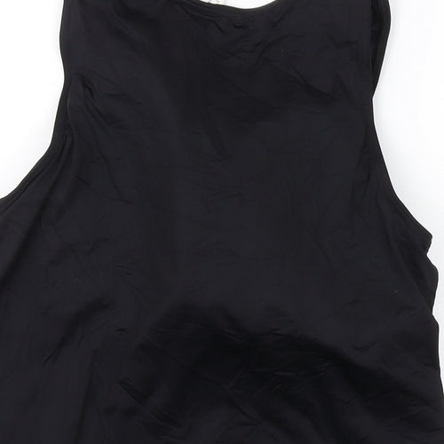 Lands' End Womens Black Nylon Basic T-Shirt Size 18 Round Neck Pullover
