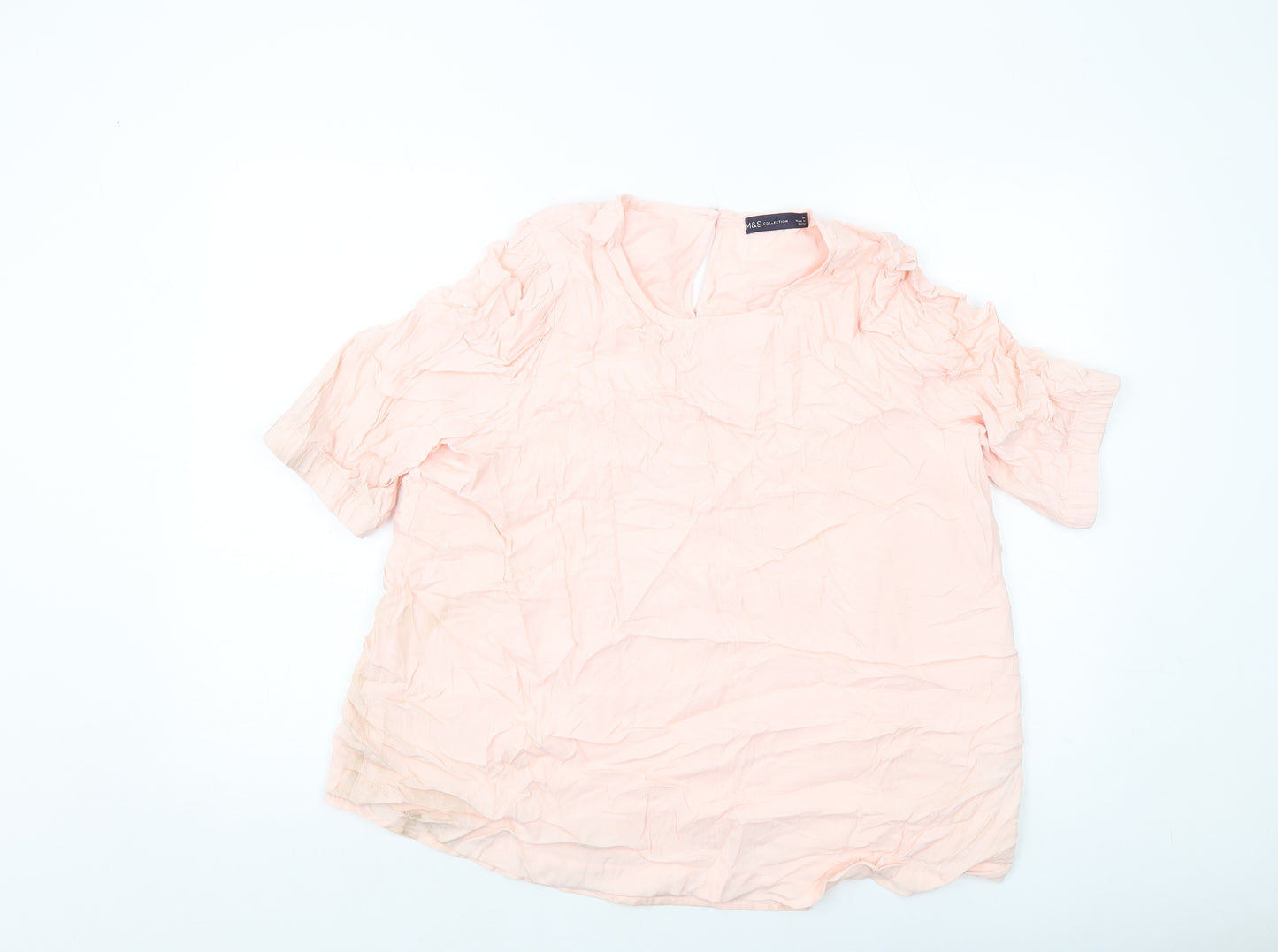 Marks and Spencer Womens Pink Viscose Basic Blouse Size 20 Round Neck