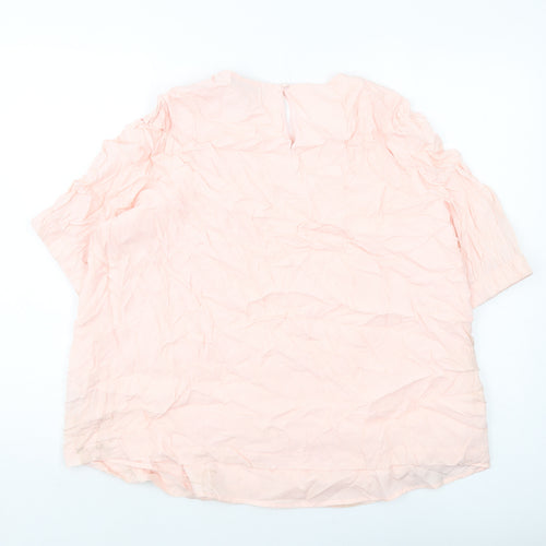 Marks and Spencer Womens Pink Viscose Basic Blouse Size 20 Round Neck