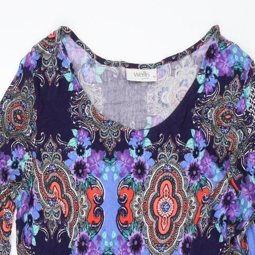 Wallis Womens Multicoloured Geometric Viscose Tunic Blouse Size M Round Neck