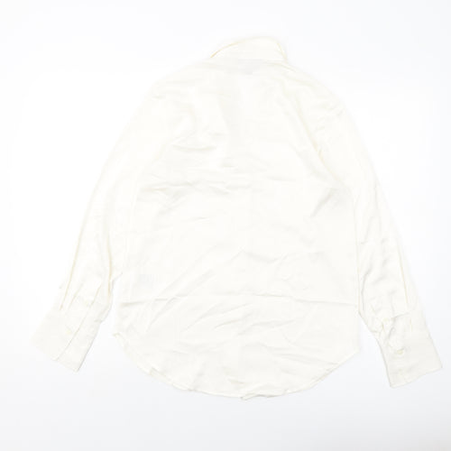 H&M Womens Ivory Polyester Basic Button-Up Size XS Collared