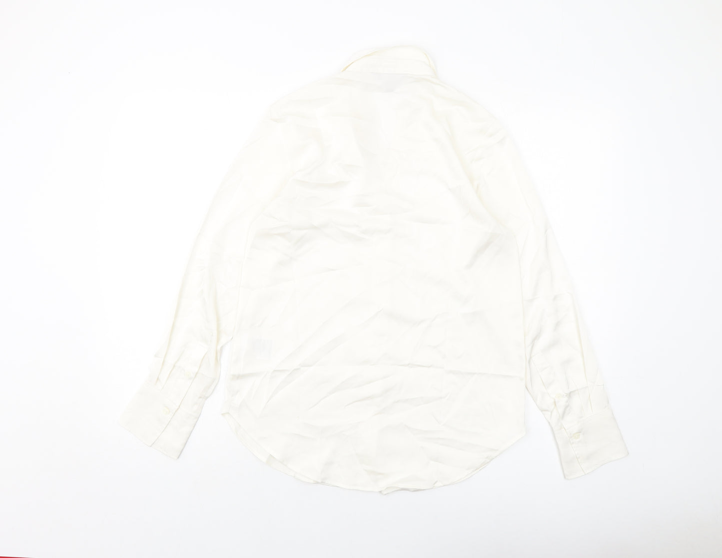 H&M Womens Ivory Polyester Basic Button-Up Size XS Collared