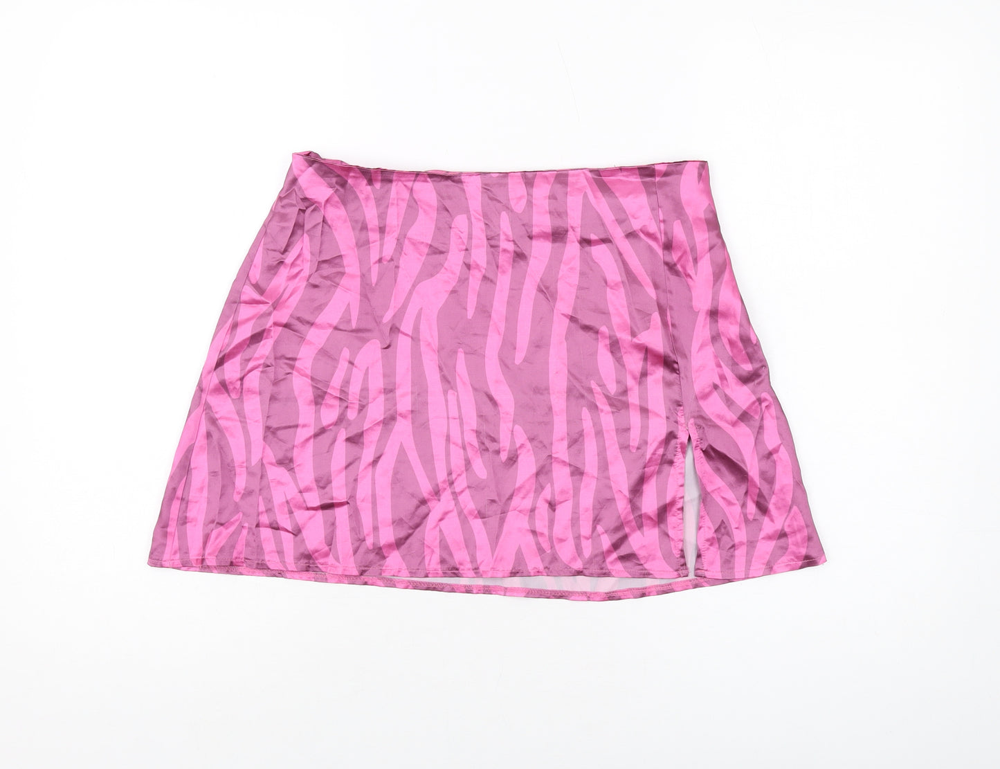 Another Reason Womens Pink Animal Print Polyester Mini Skirt Size 10 Zip