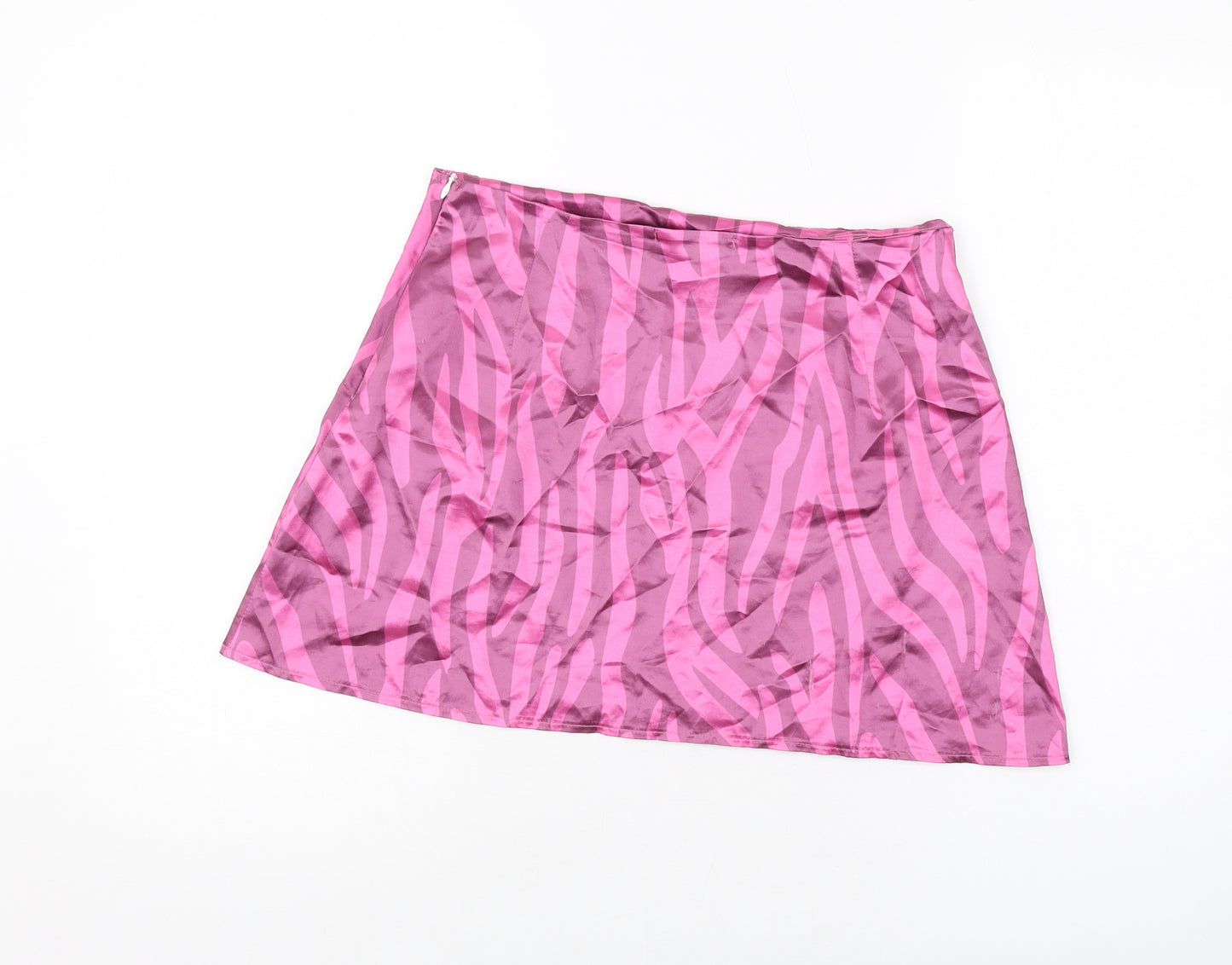 Another Reason Womens Pink Animal Print Polyester Mini Skirt Size 10 Zip