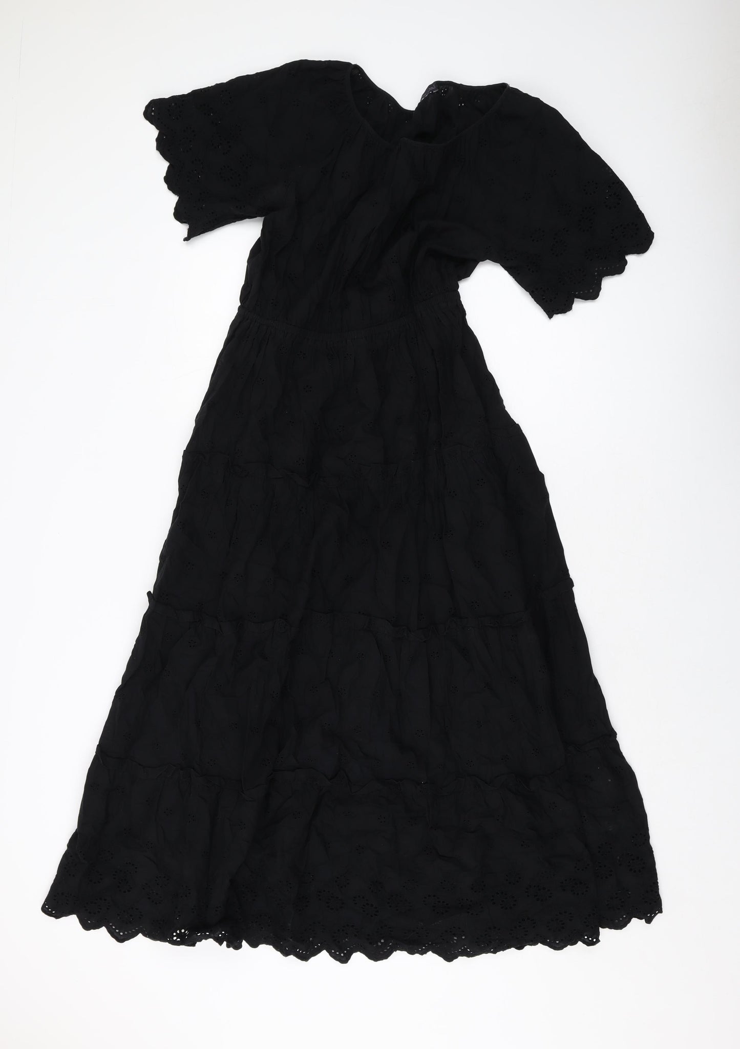 Marks and Spencer Womens Black Polyester A-Line Size 12 Round Neck Pullover