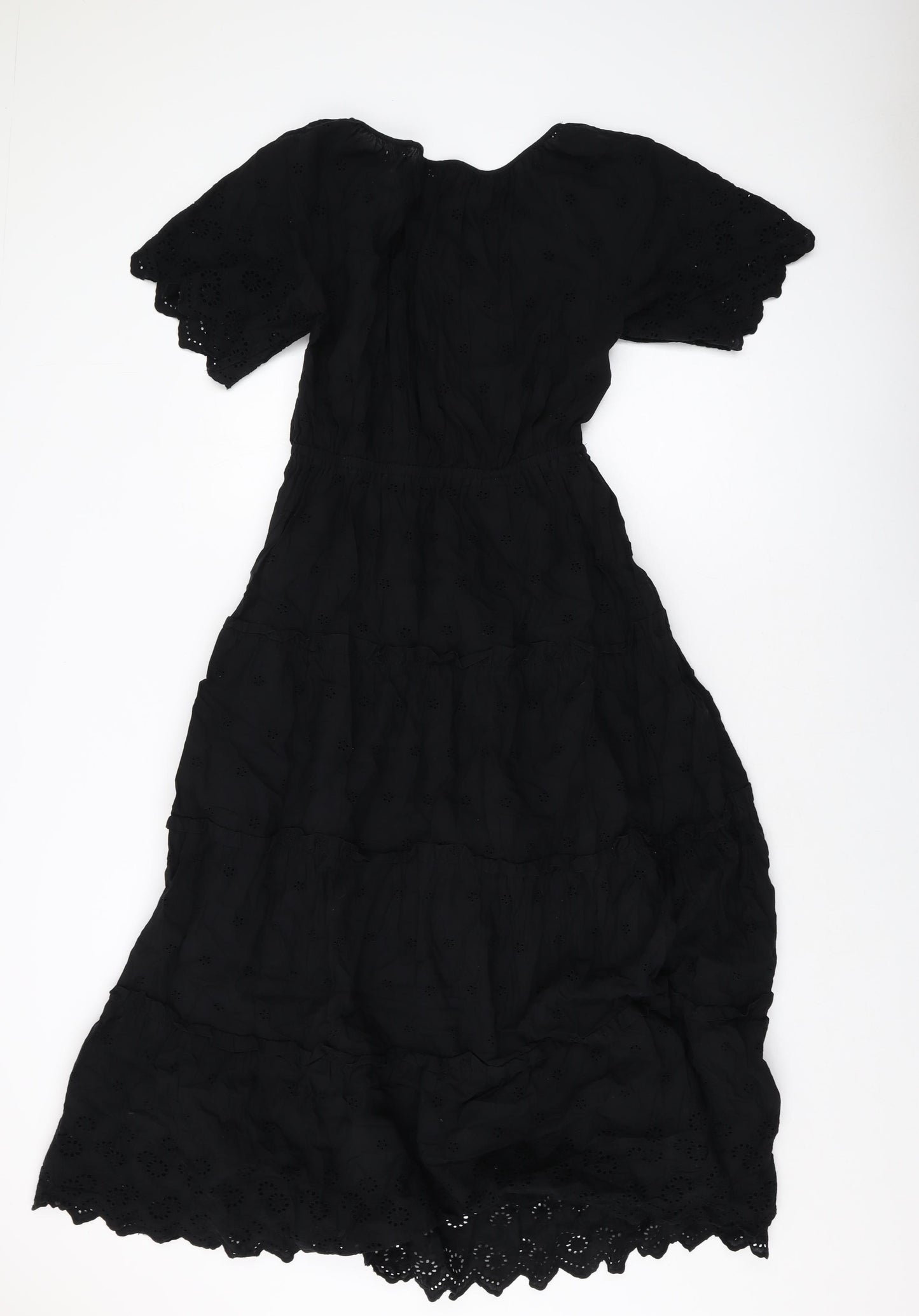 Marks and Spencer Womens Black Polyester A-Line Size 12 Round Neck Pullover