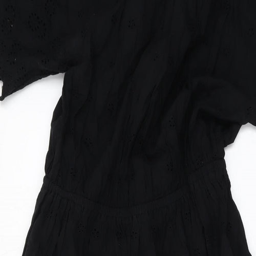 Marks and Spencer Womens Black Polyester A-Line Size 12 Round Neck Pullover