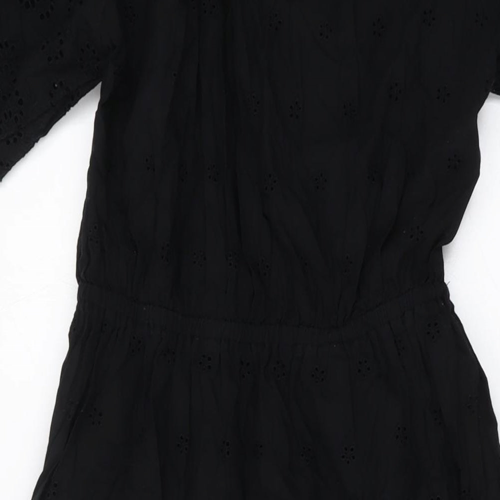 Marks and Spencer Womens Black Polyester A-Line Size 12 Round Neck Pullover