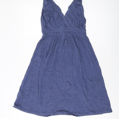 The White Company Womens Blue Viscose A-Line Size M V-Neck Pullover