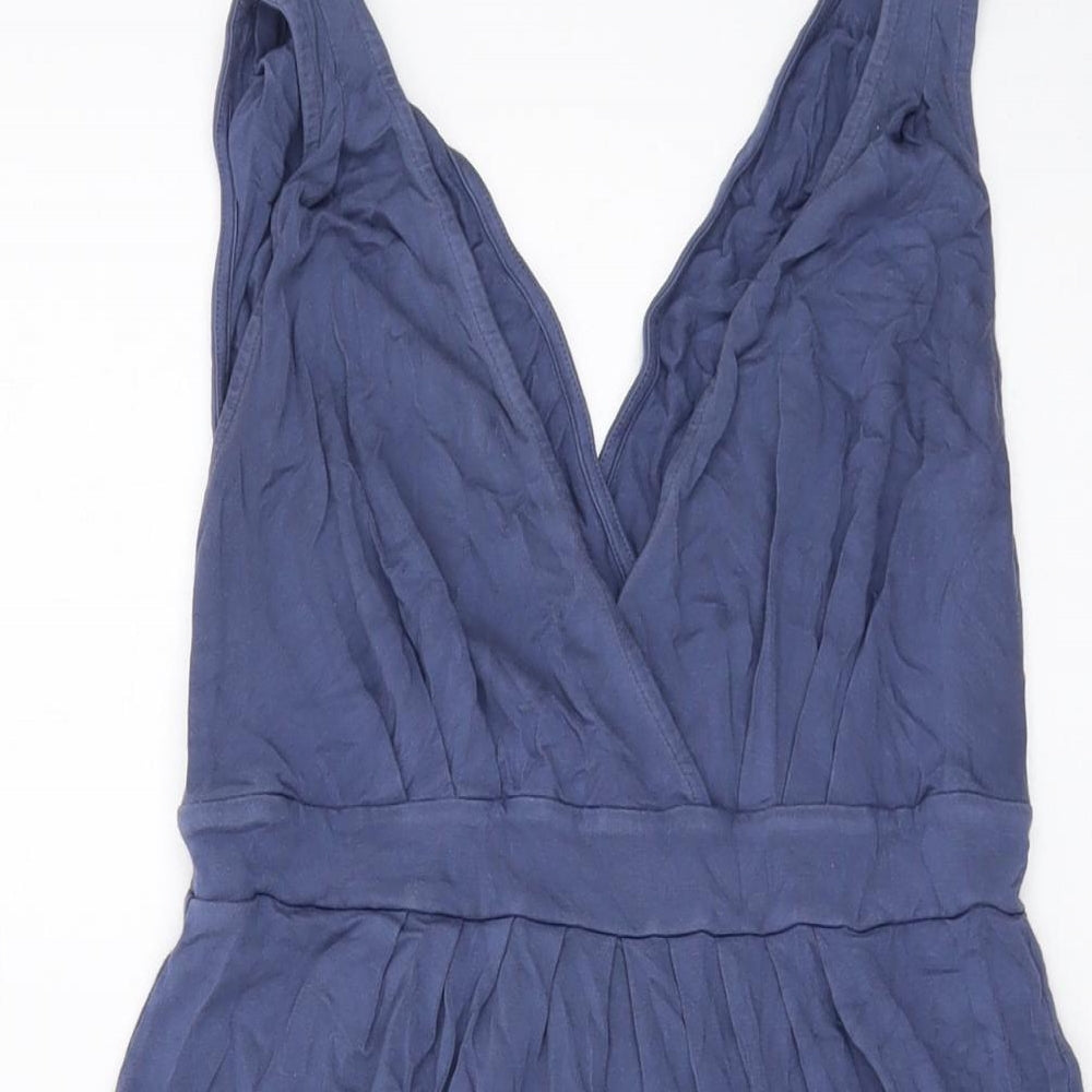 The White Company Womens Blue Viscose A-Line Size M V-Neck Pullover