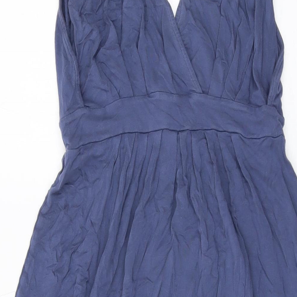 The White Company Womens Blue Viscose A-Line Size M V-Neck Pullover