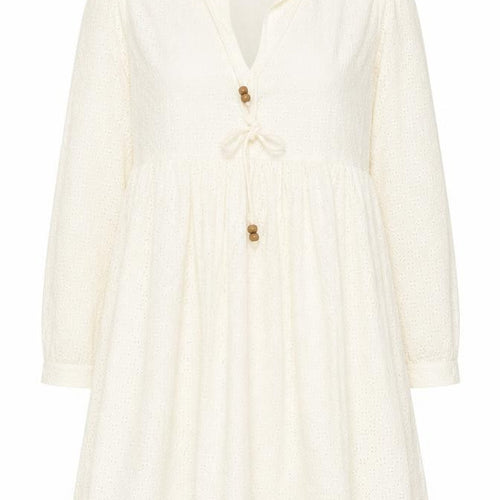 Secret Bazar Womens Ivory Cotton A-Line Size L V-Neck Tie