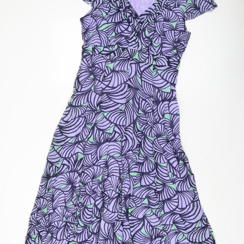 Per Una Womens Purple Geometric Polyester A-Line Size 12 V-Neck Zip