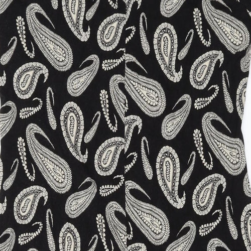 Marks and Spencer Womens Black Geometric Viscose A-Line Size 18 Square Neck Pullover