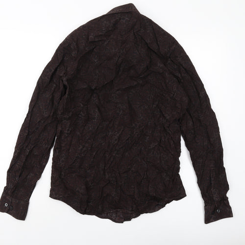 ASOS Mens Brown Animal Print Cotton Button-Up Size M Collared Button