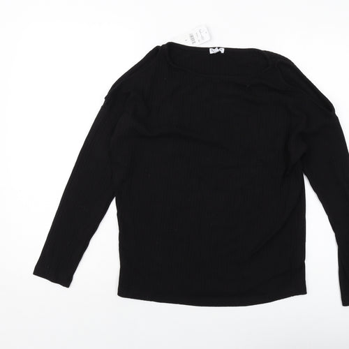 Splendid Womens Black Polyester Basic Blouse Size S Round Neck