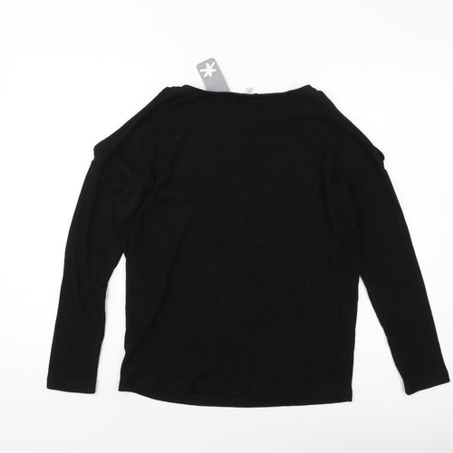 Splendid Womens Black Polyester Basic Blouse Size S Round Neck