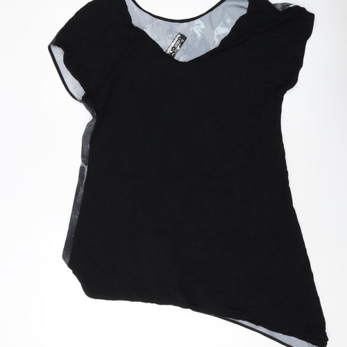 NEXT Womens Black Geometric Polyester Basic Blouse Size 16 Round Neck