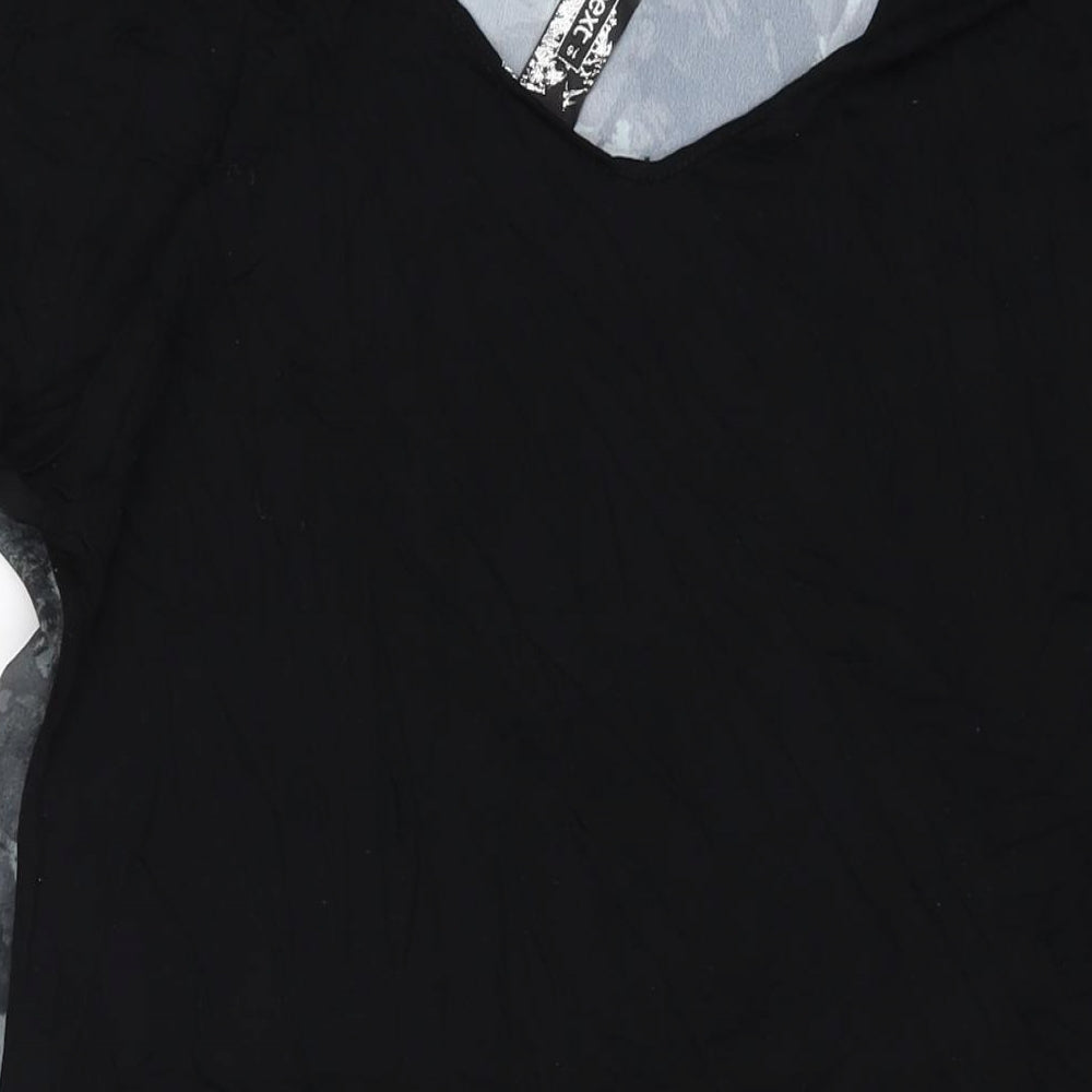 NEXT Womens Black Geometric Polyester Basic Blouse Size 16 Round Neck