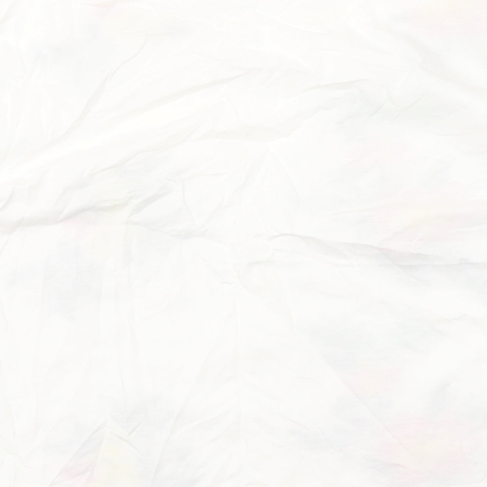 Zara Womens White Floral Polyester Basic T-Shirt Size M Round Neck