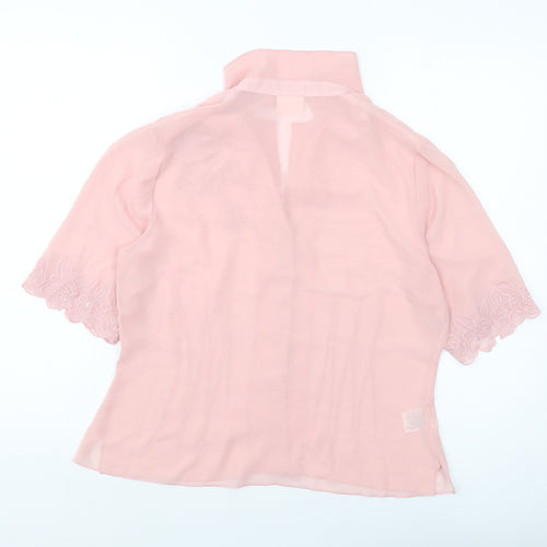 Country Casuals Womens Pink Polyester Basic Blouse Size 14 V-Neck