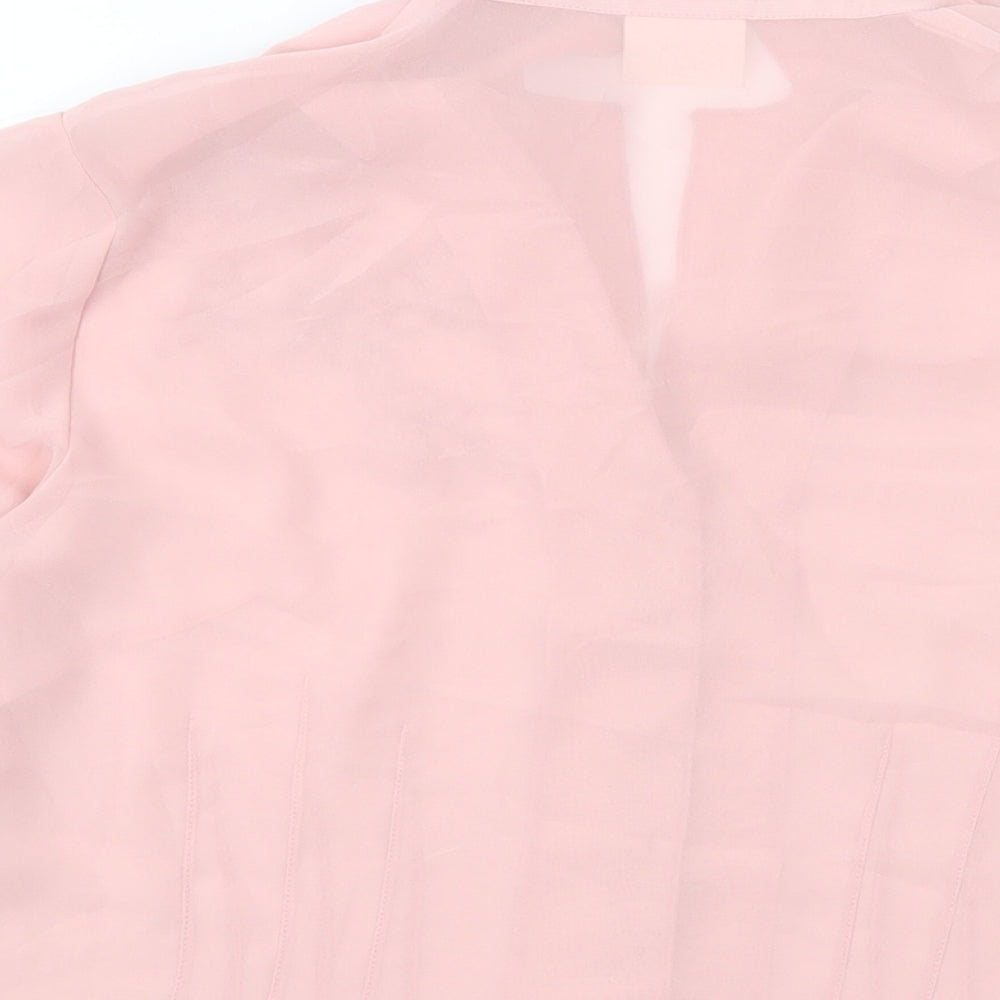 Country Casuals Womens Pink Polyester Basic Blouse Size 14 V-Neck