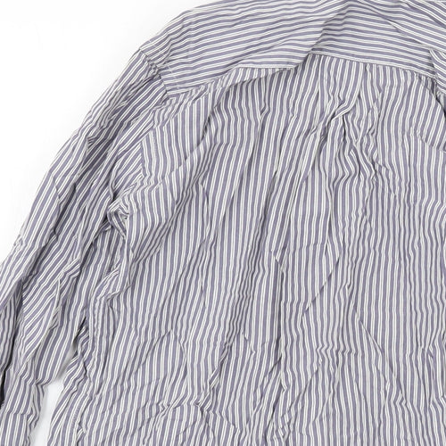 Topshop Womens Blue Striped Cotton Basic Button-Up Size 8 Collared