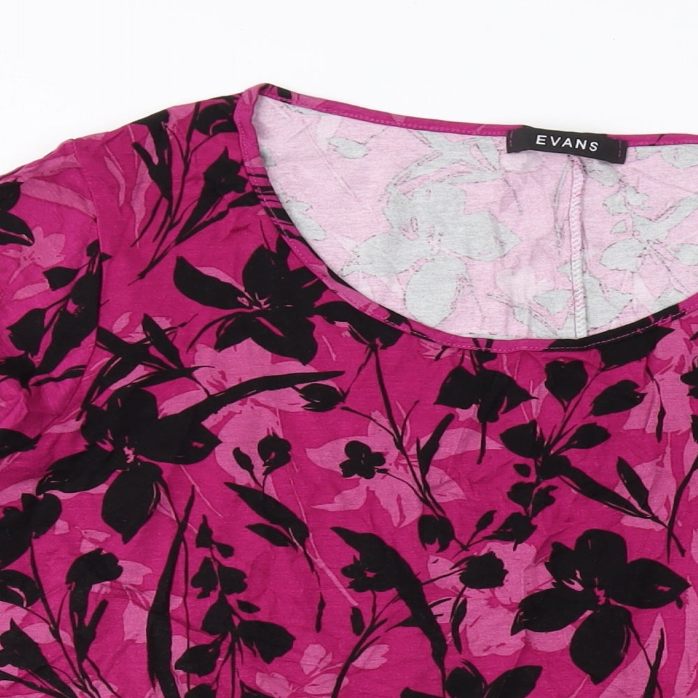 Evans Womens Purple Geometric Viscose Basic Blouse Size 26 Round Neck