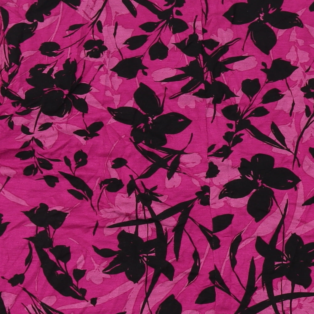 Evans Womens Purple Geometric Viscose Basic Blouse Size 26 Round Neck