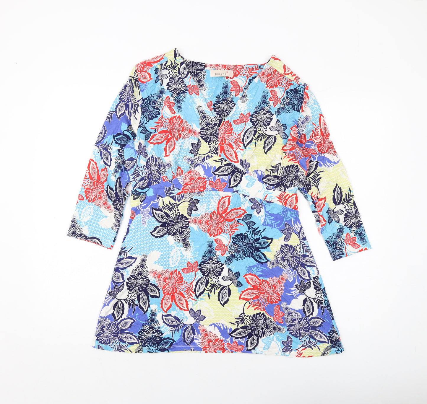 Per Una Womens Multicoloured Floral Viscose Basic Blouse Size 14 V-Neck