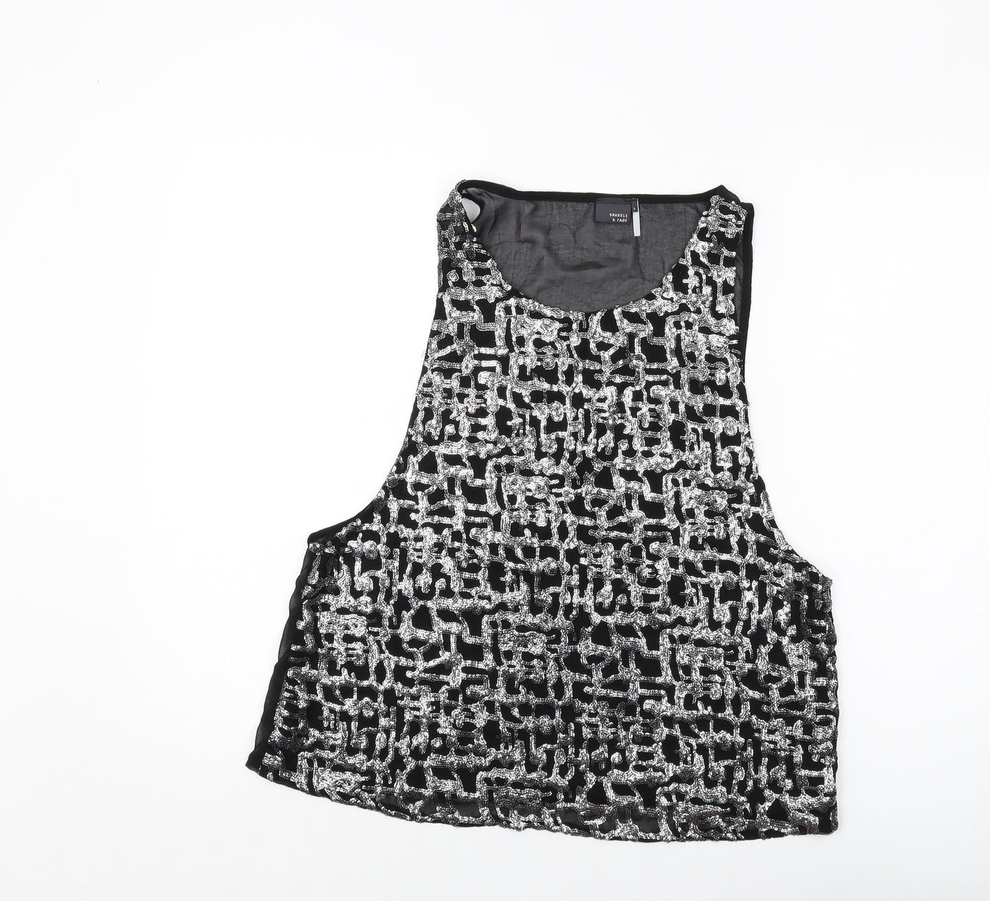 Sparkle & Fade Womens Black Polyester Basic Tank Size L Round Neck