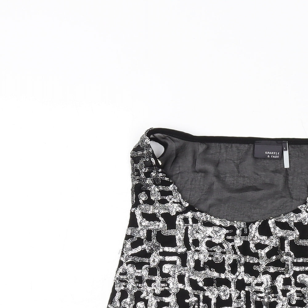 Sparkle & Fade Womens Black Polyester Basic Tank Size L Round Neck