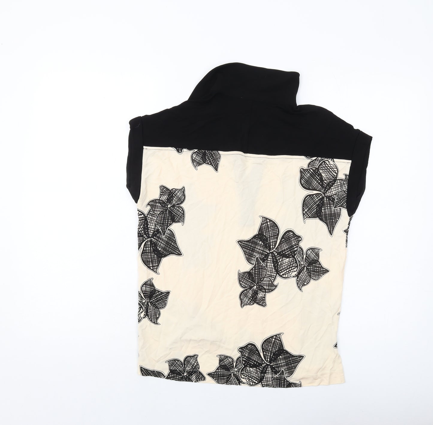 Reiss Womens Beige Geometric Viscose Basic Blouse Size XS V-Neck